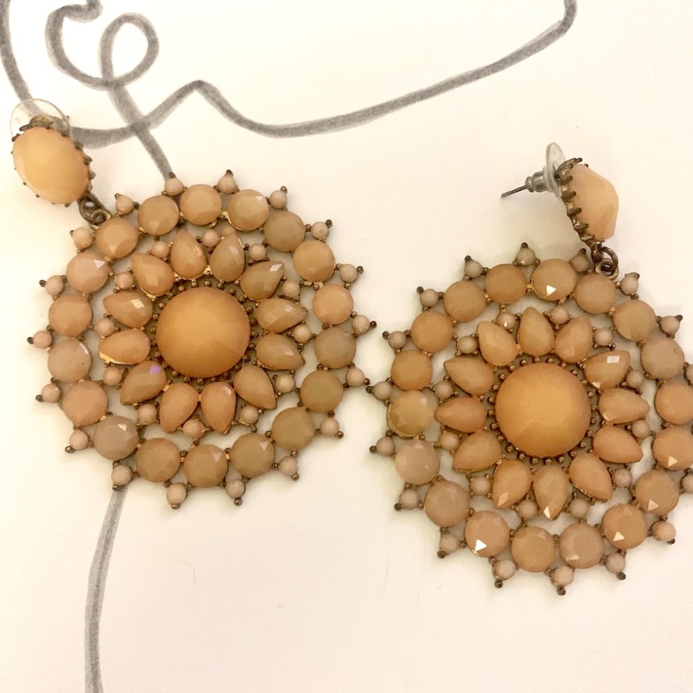 Blush Crystal & Brass Mandala Earrings
